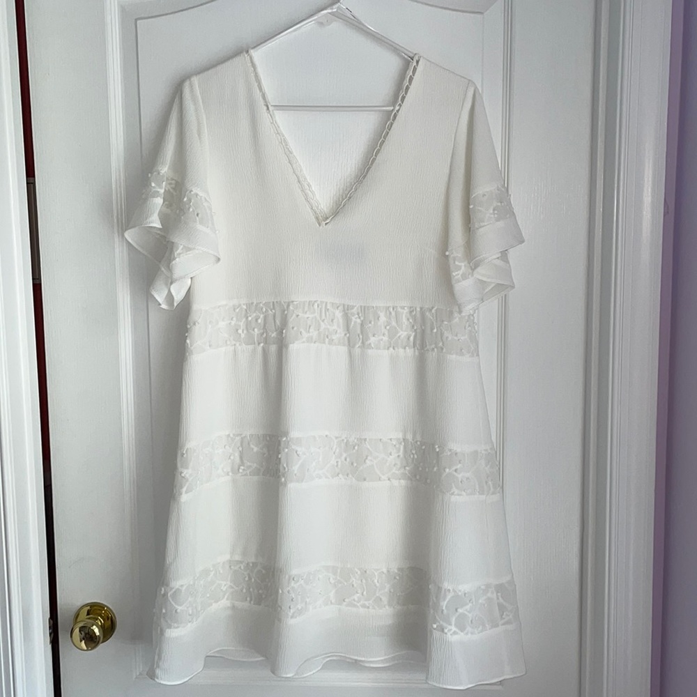 Wish White Short Sleeve Dress